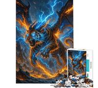Puzzle da 1000 pezzi per adulti con tigre alata e potere del fulmine Puzzle per adulti giochi rilassanti difficili ideali come regalo di compleanno o unico (dimensioni 38x26cm)