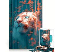 Puzzle da 1000 pezzi per adulti con tigre bianca dagli occhi blu luminosi,divertente gioco mentale con tecnologia di taglio laser avanzata,sfida divertente per passare il tempo (50x75cm)