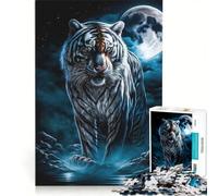 Puzzle da 1000 pezzi per adulti con tigre bianca e luna antistress di difficoltà elevata ideale come elemento della lista dei desideri con Babbo Natale 50x75cm