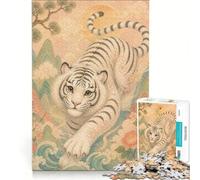Puzzle da 1000 pezzi per adulti con tigre bianca e soggetto coreano gioco divertente allena la mente e la manualità ideale come regalo per tutta la famiglia 38x26cm