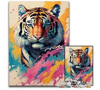 Puzzle da 1000 pezzi per adulti con tigre colorata, puzzle difficili per adulti, ideale per gli innamorati, perfetto regalo di Natale, Capodanno, San Valentino, 26X38CM/10,23x14,96 pollici.