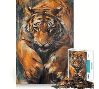 Puzzle da 1000 pezzi per adulti con tigre del Bengala,misterioso disegno dai bordi precisi,gioco di logica,regalo per momenti di relax,divertente regalo di Natale (38x26cm)