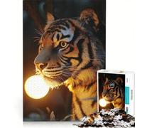 Puzzle da 1000 pezzi per adulti con tigre e sfera luminosa gioco rompicapo difficile per rafforzare l'amore tra le coppie 50x75cm