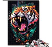 Puzzle da 1000 pezzi per adulti con tigre in stile anime, in legno, perfetto come regalo di Natale e Capodanno, regalo per le feste, 50x75cm, stimolante e divertente, attività per famiglie