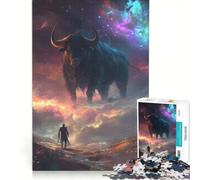 Puzzle da 1000 pezzi per adulti con toro gigante e viaggiatore, gioco divertente, allena la mente e la manualità, ideale come regalo per tutta la famiglia 50x75cm
