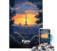 Puzzle da 1000 pezzi per adulti con tramonto a Parigi e skyline ideale come regalo educativo gioco intellettuale e artistico per tutta la famiglia (dimensioni 38x52cm)