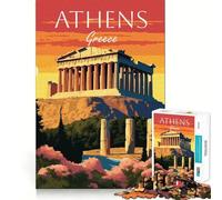 Puzzle da 1000 pezzi per adulti con tramonto ad Atene,Grecia,dai bordi netti Gioco cognitivo divertente,gioco lento,regalo festivo per il tempo libero (38x26cm)
