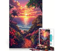 Puzzle da 1000 pezzi per adulti con tramonto alle Hawaii,pixel art,giunture lisce,divertente gioco di abilità mentale,gioco casual,divertimento per compleanno (38x52cm)