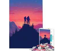 Puzzle da 1000 pezzi per adulti con tramonto in cima a una montagna gioco educativo stimolante per l'intelletto ideale come regalo di compleanno o come sfida impegnativa (dimensioni 38x26cm)