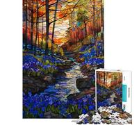 Puzzle da 1000 pezzi per adulti con tramonto nella foresta di campanule gioco rompicapo per adulti che migliora la memoria ideale come regalo (dimensioni 38x26cm)