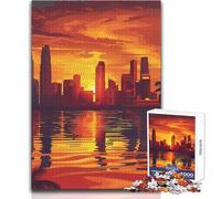 Puzzle da 1000 pezzi per adulti con tramonto panoramico a Singapore, gioco educativo e divertente, regalo perfetto e premuroso per ogni occasione, dimensioni 38x26cm