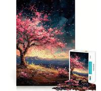Puzzle da 1000 pezzi per adulti con tramonto sui ciliegi in fiore,taglio netto,gioco di problem solving divertente per il tempo libero,decorazione artistica natalizia (38x52cm)