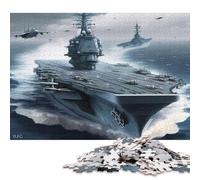 Puzzle da 1000 pezzi per adulti con tramonto sulla portaerei, puzzle in legno, il miglior regalo per amici e familiari, 1000 pezzi (75x50 cm)