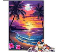 Puzzle da 1000 pezzi per adulti con tramonto sulla spiaggia colorato,in legno,regalo per uomini e donne,per tutti i giorni e per occasioni speciali,50x75cm,per compleanni,feste e occasioni speciali