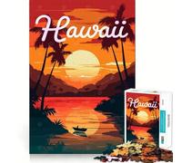 Puzzle da 1000 pezzi per adulti con tramonto sulle Hawaii e spiaggia,facile da assemblare,divertente per stimolare la mente,gioco casual,ideale per compleanni e occasioni speciali (38x26cm)