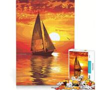 Puzzle da 1000 pezzi per adulti con tramonto sull'oceano e barca a vela gioco educativo divertente e spiritoso regalo di compleanno regalo 38x26cm