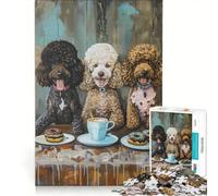 Puzzle da 1000 pezzi per adulti con tre barboncini dolcetti e caffè gioco rompicapo divertente antistress per rafforzare l'amore tra le coppie 50x75cm