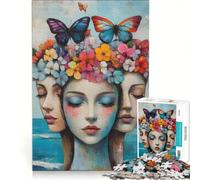 Puzzle da 1000 pezzi per adulti con tre bellissimi volti e fiori gioco pratico antistress ideale come regalo per tutta la famiglia 50x75cm