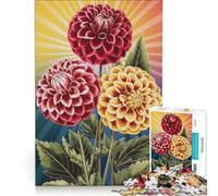 Puzzle da 1000 pezzi per adulti con tre dalie e sfondo a raggiera gioco rompicapo attività divertenti da fare a casa collezione d'artista belle arti 38x26cm