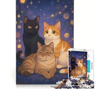 Puzzle da 1000 pezzi per adulti con tre gatti e cuscino gioco educativo attività divertenti da fare in casa lista dei desideri con Babbo Natale 38x26cm