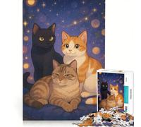 Puzzle da 1000 pezzi per adulti con tre gatti e cuscino gioco rompicapo divertente antistress per rafforzare l'amore tra le coppie 50x75cm