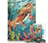 Puzzle da 1000 pezzi per adulti con trota nel mondo sottomarino, gioco di incastro divertente e stimolante, tempo libero (38x52cm)