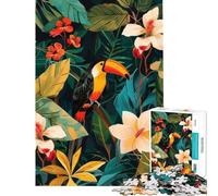 Puzzle da 1000 pezzi per adulti con tucano tropicale e soggetto botanico ideale come antistress regalo di compleanno o per tutta la famiglia (dimensioni 50x75cm)
