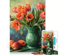 Puzzle da 1000 pezzi per adulti con tulipani e albicocche raffigurante una natura morta artistica Gioco di incastro divertente e stimolante ideale come regalo di Natale o per il tempo libero (50x75cm)