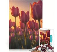 Puzzle da 1000 pezzi per adulti con tulipani e atmosfera all'alba gioco educativo sfida impegnativa per rafforzare l'amore tra le coppie 38x26cm