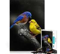 Puzzle da 1000 pezzi per adulti con uccellino azzurro e uccellino giallo su un ramo Pezzi ben definiti,attività stimolante per la mente,divertimento rilassante,regalo artistico di compleanno 50x75cm