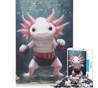 Puzzle da 1000 pezzi per adulti con un axolotl nei panni di un lottatore professionista, gioco rilassante, impegnativo da completare, lista dei desideri con Babbo Natale 38x26cm