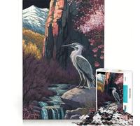 Puzzle da 1000 pezzi per adulti con un bellissimo airone, gioco rompicapo, attività divertenti da fare a casa, collezione d'artista, belle arti 38x26cm