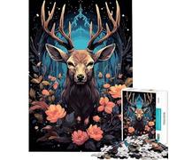 Puzzle da 1000 pezzi per adulti con un bellissimo cervo psichedelico gioco rilassante ed educativo ideale come sfida o regalo di Babbo Natale segreto per analisi e logica (dimensioni 38x52cm)