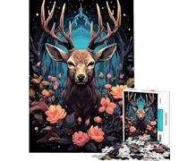 Puzzle da 1000 pezzi per adulti con un bellissimo cervo psichedelico gioco rilassante per un'esperienza educativa e stimolante ideale come sfida o regalo di Babbo Natale segreto per analisi e logica