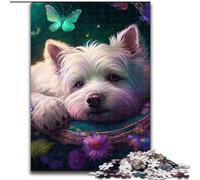 Puzzle da 1000 pezzi per adulti con un bellissimo West Highland Terrier,puzzle impossibili per adulti,50x75cm,rompicapo impegnativo per adolescenti,gioco interattivo divertente per tutta la famiglia.