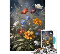 Puzzle da 1000 pezzi per adulti con un colorato bouquet di fiori selvatici da dipingere Gioco interattivo ed educativo ideale come regalo o per divertirsi in famiglia (dimensioni 38x26cm)
