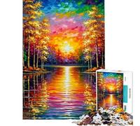 Puzzle da 1000 pezzi per adulti con un dipinto di un lago autunnale dai colori vivaci Un gioco per famiglie ideale per passare il tempo durante le vacanze a casa Un'attività stimolante e impegnativa