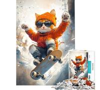 Puzzle da 1000 pezzi per adulti con un divertente gatto che fa skateboard Gioco rilassante ed educativo ideale come sfida o regalo per il Secret Santa Decorazione perfetta (dimensioni 50x75cm)