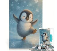 Puzzle da 1000 pezzi per adulti con un pinguino felice sul ghiaccio, gioco educativo, difficile, ideale come regalo di compleanno o per occasioni speciali 38x52cm