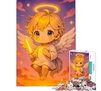 Puzzle da 1000 pezzi per adulti con un simpatico angelo con la spada nel cielo gioco educativo giocattolo didattico regalo per compleanni decorazione perfetta (dimensioni 38x26cm)