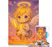 Puzzle da 1000 pezzi per adulti con un simpatico angelo con spada nel cielo, gioco rilassante, decorazione per la casa, ideale come regalo per tutta la famiglia 50x75cm