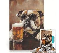 Puzzle da 1000 pezzi per adulti con un simpatico bulldog e una birra, gioco educativo, attività per famiglie, per rafforzare l'amore tra le coppie 50x75cm
