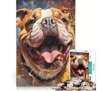 Puzzle da 1000 pezzi per adulti con un simpatico bulldog inglese, ideale per momenti di relax, interazione genitore-figlio, regalo di compleanno o di viaggio 38x52cm