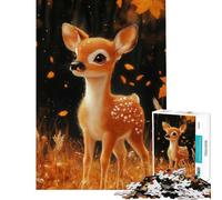 Puzzle da 1000 pezzi per adulti con un simpatico cerbiatto in una foresta autunnale Gioco educativo e stimolante perfetto anche come regalo di Babbo Natale segreto (dimensioni 38x26cm)