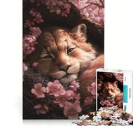 Puzzle da 1000 pezzi per adulti con un simpatico cucciolo di leone addormentato, un gioco rilassante, divertente e spiritoso, ideale come regalo 50x75cm