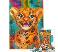 Puzzle da 1000 pezzi per adulti con un simpatico cucciolo di leopardo Gioco divertente e antistress per genitori e figli Interazione genitore-figlio (dimensioni 38x26cm)
