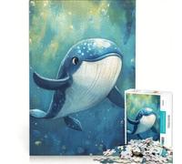 Puzzle da 1000 pezzi per adulti con un simpatico dipinto di una balena, gioco rilassante, decorazione per la casa, ideale come regalo per tutta la famiglia 50x75cm
