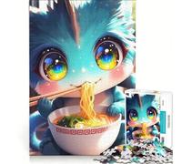 Puzzle da 1000 pezzi per adulti con un simpatico drago che mangia ramen, giocattolo fai da te, assemblaggio di modelli, collezione d'artista, belle arti 38x26cm
