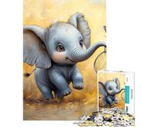 Puzzle da 1000 pezzi per adulti con un simpatico elefante farfalla e rete Divertimento a casa rompicapo per passare il tempo durante le vacanze adatto a persone dai 14 anni in su (38x52cm)