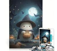 Puzzle da 1000 pezzi per adulti con un simpatico fantasma di Halloween nella foresta, un gioco rilassante, divertente e spiritoso, ideale come regalo 50x75cm